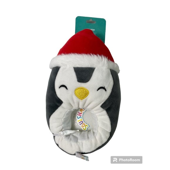 Kids Size 11-12, ORIGINAL SQUISHMALLOWS Penguin Santa Hat House Slippers - Picture 1 of 4